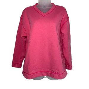 Pink V Neck Sweatshirt Pullover Lounge Garland Sport